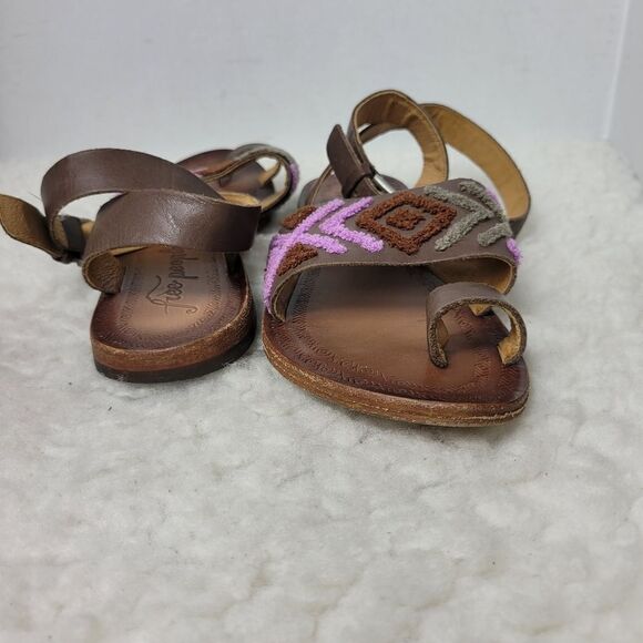 Free People Torrence Women's Sandals Size 7.5 Stitched Mauve Leather Ankle Wrap - Picture 8 of 11
